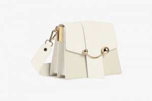 Beige Strathberry Box Crescent Crossbody Bag | UK EUOX-19034