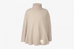 Beige Strathberry Cashmere Wool Ribbed Poncho | UK OFVR-13206