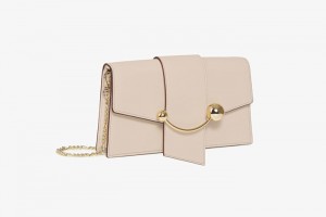 Beige Strathberry Crescent On A Chain Crossbody Bag | UK JPIC-27103