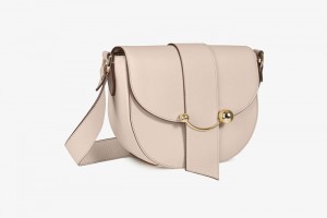 Beige Strathberry Crescent Satchel Crossbody Bag | UK LZKO-13058