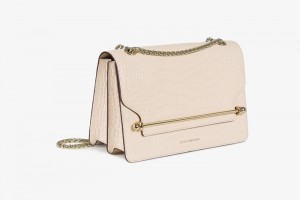 Beige Strathberry East/West Croc-Embossed Leather Shoulder Bag | UK JQMN-18946