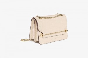 Beige Strathberry East/West Croc-Embossed Leather Mini Bag | UK ITCV-93017