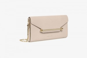 Beige Strathberry Multrees Chain Wallet Lizard-Embossed Leather Mini Bag | UK DJVL-21840