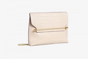 Beige Strathberry Stylist Croc-Embossed Leather Crossbody Bag | UK LWBY-02376