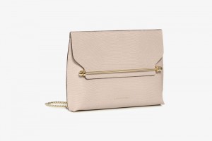 Beige Strathberry Stylist Lizard-Embossed Leather Crossbody Bag | UK GLRA-10574