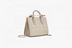 Beige Strathberry The Nano Tote Leather Mini Bag | UK AUSK-75369