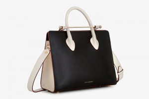 Black Beige Strathberry The Midi Tote With Edge Crossbody Bag | UK BCFA-82416