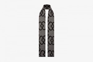 Black Grey Strathberry Cashmere Wool Monogram Scarf | UK FQHU-51284