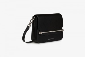 Black Strathberry Ace Mini With Hardware Top Handle Bag | UK WPUD-41709