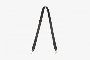 Black Strathberry Adjustable Leather Bag Strap | UK UGQT-85347