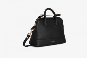 Black Strathberry Dome Mini Top Handle Bag | UK DKNL-18043