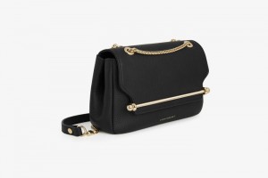 Black Strathberry East/West Mini Soft Shoulder Bag | UK PAQG-41587