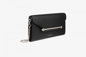 Black Strathberry Multrees Chain Wallet With Hardware Crossbody Bag | UK LXZI-01825