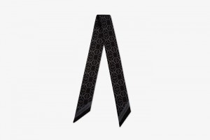 Black Strathberry Silk Skinny Scarf | UK RJKH-30461