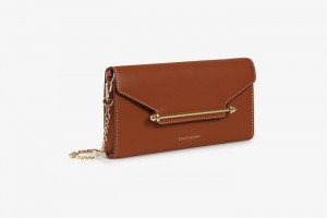 Brown Strathberry Multrees Chain Wallet With Stitch Clutch Bag | UK WVLK-32860