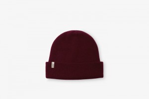 Burgundy Strathberry Cashmere Ribbed Beanie | UK PGHC-31768