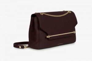 Burgundy Strathberry East/West Soft Shoulder Bag | UK NLFP-24709