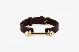 Burgundy Strathberry Music Bar Croc-Embossed Leather Bracelet | UK IWYB-02985