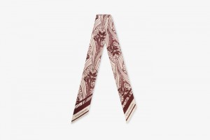 Burgundy Strathberry Silk Skinny Scarf | UK CRLG-29718