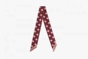 Burgundy Strathberry Silk Skinny Scarf | UK BLQR-27953