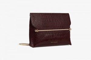 Burgundy Strathberry Stylist Croc-Embossed Leather Clutch Bag | UK OIGX-32704