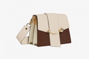 Chocolate Beige Strathberry Box Crescent Crossbody Bag | UK LZXS-95341