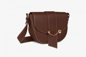 Chocolate Strathberry Crescent Satchel With Stitch Shoulder Bag | UK MUBH-61324