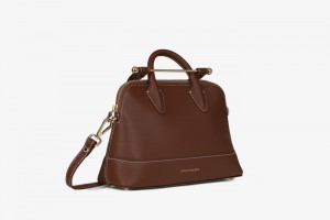 Chocolate Strathberry Dome Mini With Stitch Top Handle Bag | UK JRLT-64892