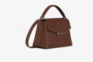 Chocolate Strathberry Mosaic With Stitch Top Handle Bag | UK LORE-81790