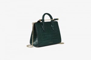 Green Strathberry The Nano Tote Croc-Embossed Leather Mini Bag | UK CRGI-43980