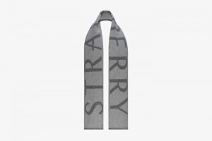 Grey Strathberry Cashmere Wool Logo Scarf | UK MLPE-91632