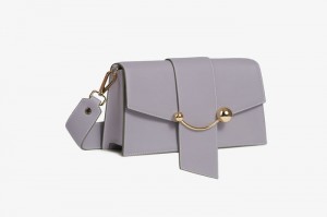 Grey Strathberry Mini Crescent With Stitch Shoulder Bag | UK XGPC-75039