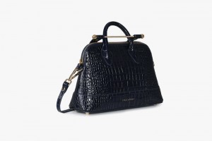 Navy Strathberry Dome Croc-Embossed Leather Mini Bag | UK QWDV-41527