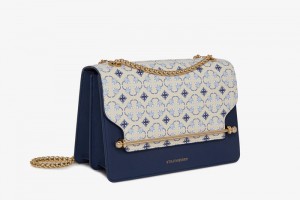 Navy Strathberry East/West Shoulder Bag | UK GPBL-67812