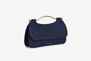 Navy Strathberry Harmony Leather/Suede Crossbody Bag | UK FVMX-27849