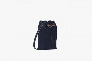 Navy Strathberry Lana Osette Pouch With Edge/Stitch Mini Bag | UK OBSP-97084