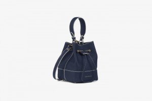 Navy Strathberry Lana Osette With Edge/Stitch Shoulder Bag | UK HGLW-20746