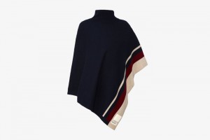 Navy Strathberry Pure Cashmere Asymmetric Poncho | UK NSEY-25834