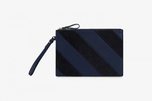 Navy Strathberry Wristlet Leather/Suede Clutch Bag | UK VEBG-38097