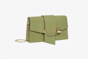 Olive Strathberry Crescent On A Chain Lizard-Embossed Leather Mini Bag | UK KOLI-96810