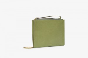 Olive Strathberry Pouch On A Chain Lizard-Embossed Leather Mini Bag | UK PLER-82340