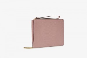 Rose Strathberry Pouch On A Chain Lizard-Embossed Leather Clutch Bag | UK IWGM-23167