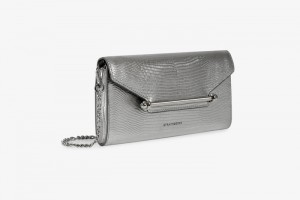 Silver Strathberry Multrees Chain Lizard-Embossed Leather Wallet | UK YQOX-45168