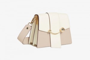 White Beige Strathberry Box Crescent Mini Bag | UK MJTZ-08631