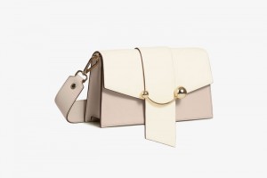 White Beige Strathberry Crescent Mini Bag | UK NROC-54869