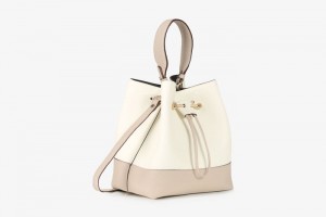 White Beige Strathberry Lana Osette Midi Top Handle Bag | UK LINP-23054