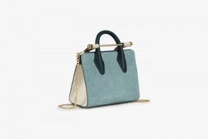 White Blue Strathberry The Nano Tote Leather/Suede Crossbody Bag | UK PIXY-16389