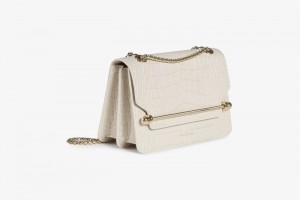 White Strathberry East/West Croc-Embossed Leather Mini Bag | UK VIDH-26139