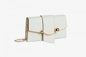 White Strathberry Lny Crescent On A Chain With Edge Crossbody Bag | UK PNJY-95367