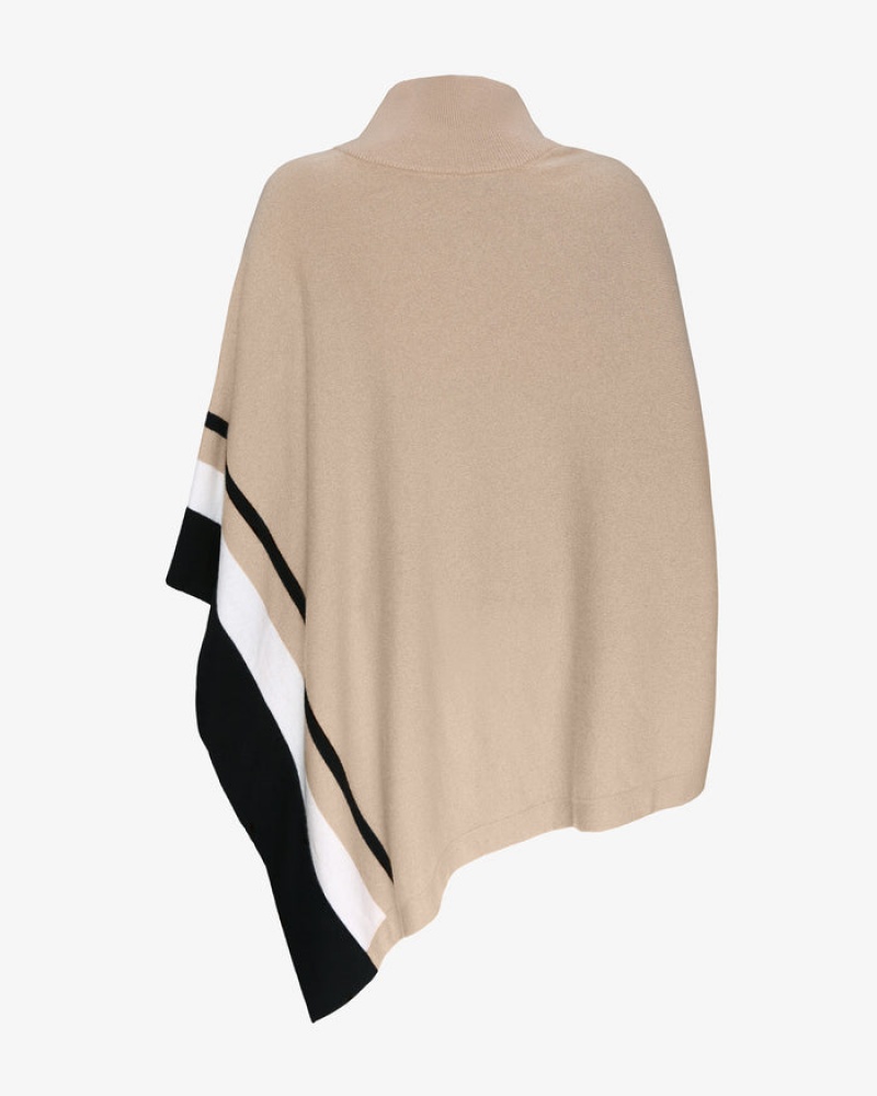 Beige Black Strathberry Pure Cashmere Asymmetric Poncho | UK MZKX-43028